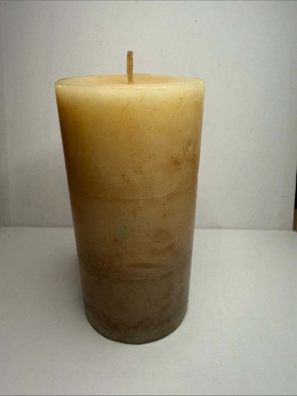 Pier 1 Two-Tone Beige to Brown Pillar Candle